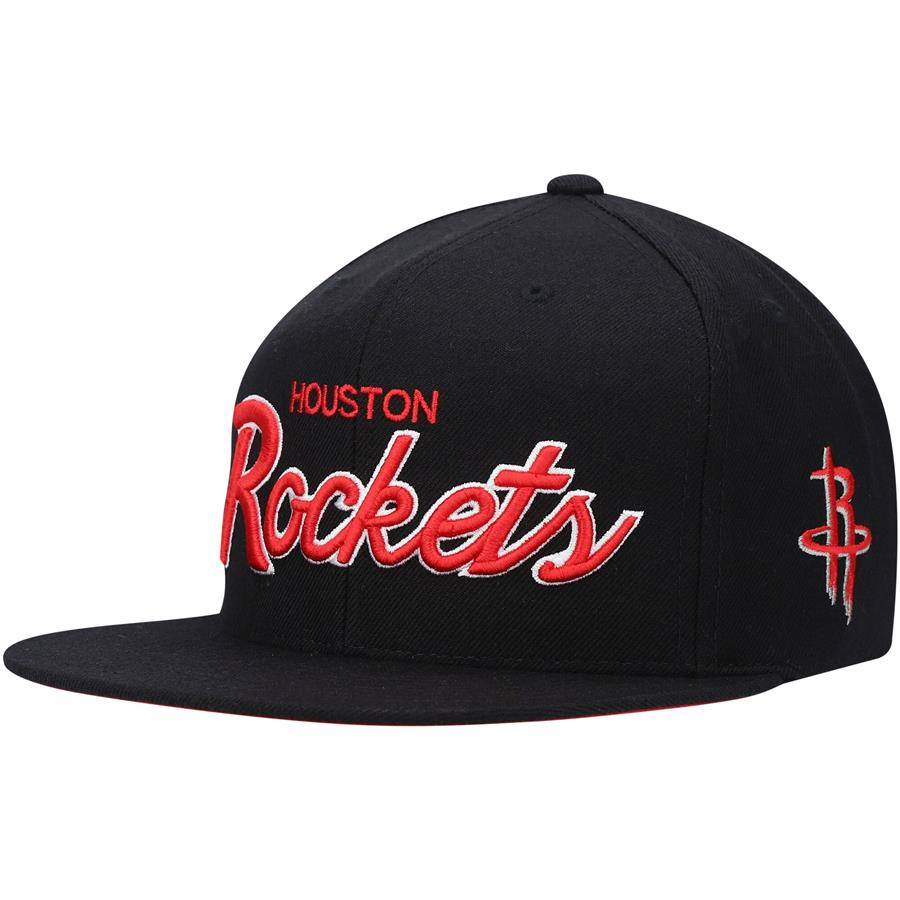Houston Rockets Mitchell & Ness Foundation Script Snapback Hat - Black