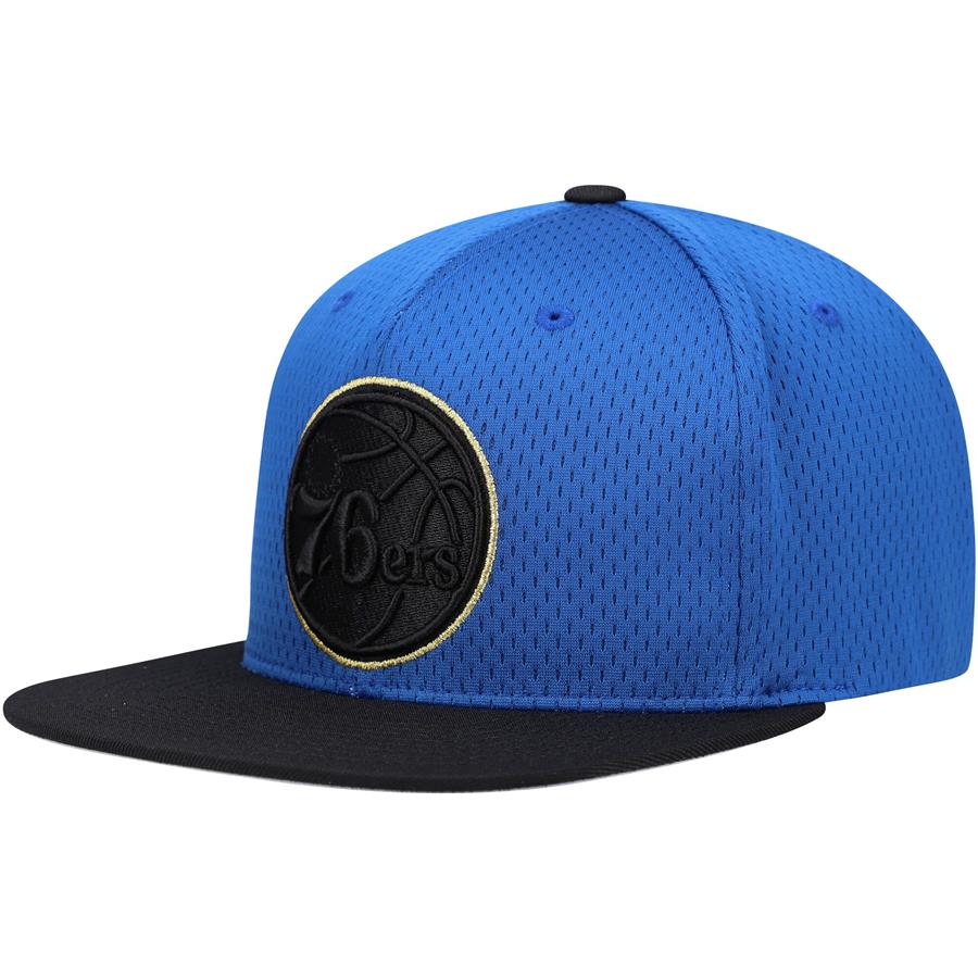 Philadelphia 76ers Mitchell & Ness Gold Block Snapback Hat - Royal