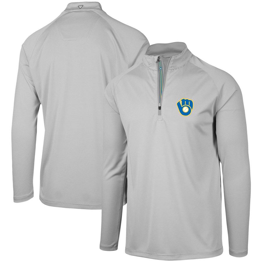 Milwaukee Brewers Levelwear Orion Historic Logo Raglan Quarter-Zip Jacket - Gray
