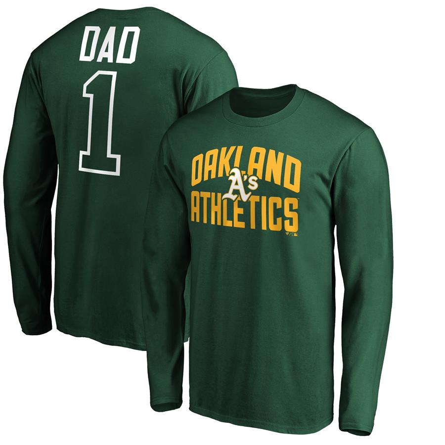 Oakland Athletics Fanatics Branded Father's Day #1 Dad Long Sleeve T-Shirt - Green