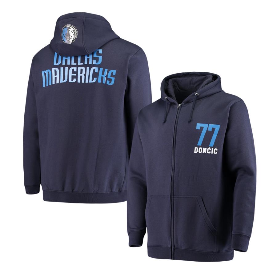 Luka Doncic Dallas Mavericks Fanatics Branded Player Name & Number Full-Zip Hoodie Jacket - Navy