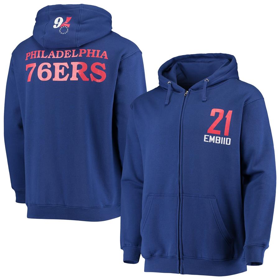 Joel Embiid Philadelphia 76ers Fanatics Branded Player Name & Number Full-Zip Hoodie Jacket - Royal