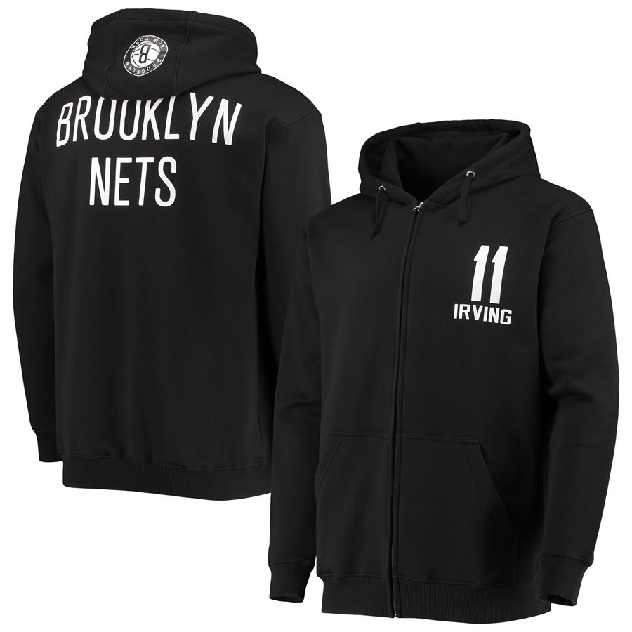 Kyrie Irving Brooklyn Nets Fanatics Branded Player Name & Number Full-Zip Hoodie Jacket - Black