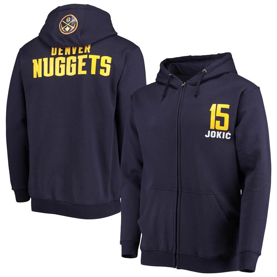 Nikola Jokic Denver Nuggets Fanatics Branded Player Name & Number Full-Zip Hoodie Jacket - Navy