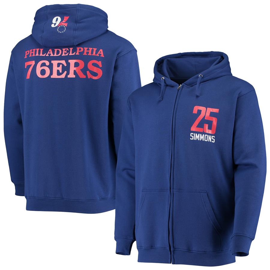 Ben Simmons Philadelphia 76ers Fanatics Branded Player Name & Number Full-Zip Hoodie Jacket - Royal