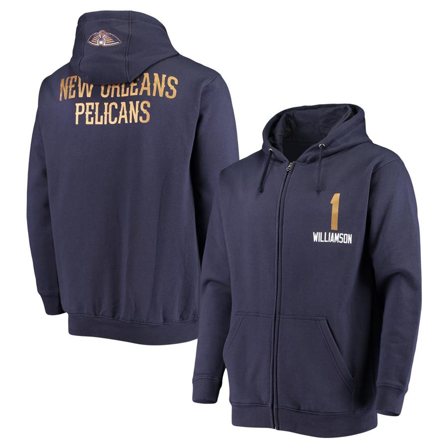 Zion Williamson New Orleans Pelicans Fanatics Branded Player Name & Number Full-Zip Hoodie Jacket - Navy