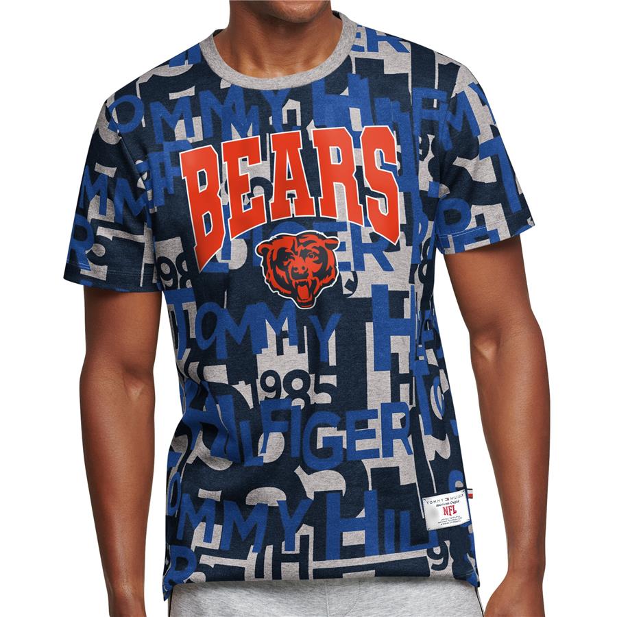 Chicago Bears Tommy Hilfiger All Over Print T-Shirt - Navy