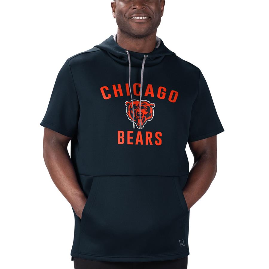 Chicago Bears MSX by Michael Strahan Post Short Sleeve Pullover Hoodie - Navy