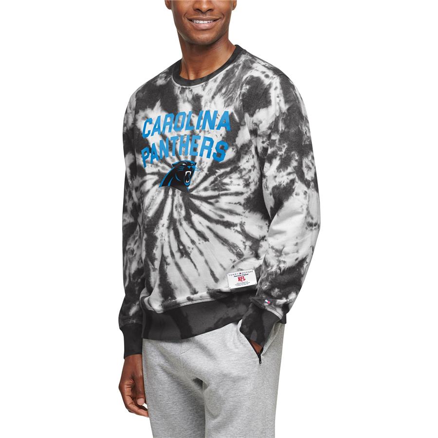 Carolina Panthers Tommy Hilfiger Tie Dye French Terry Pullover Sweatshirt - Black