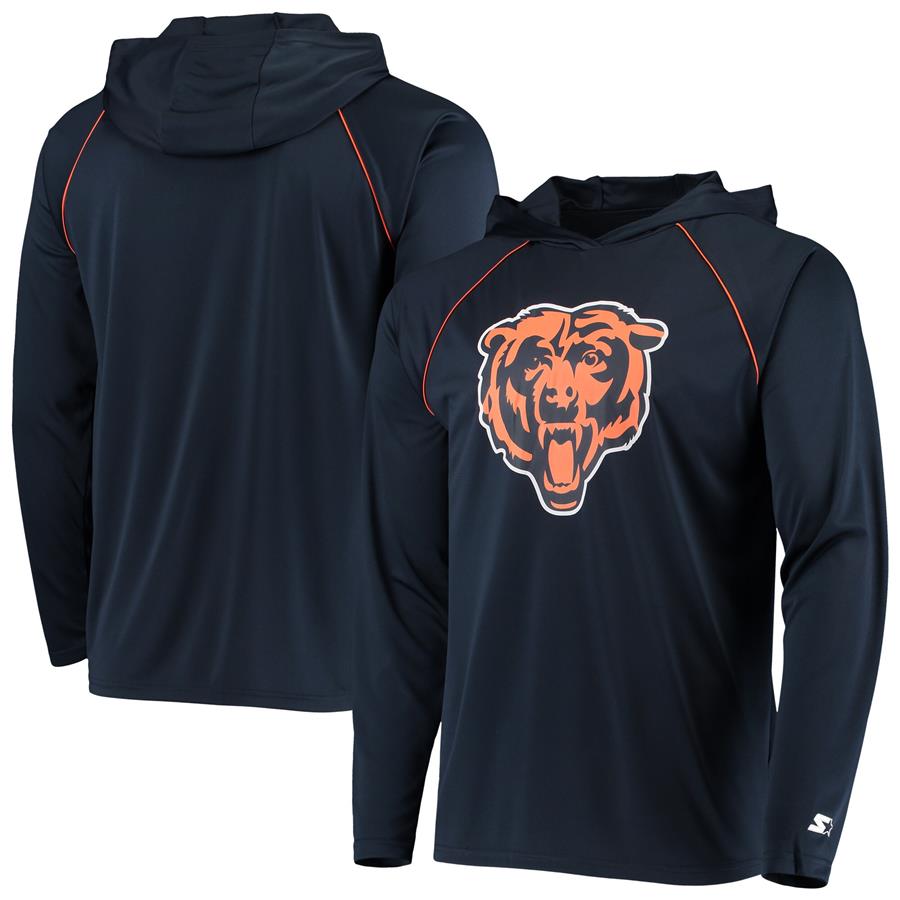 Chicago Bears Starter Warmup Hoodie Raglan Long Sleeve T-Shirt - Navy