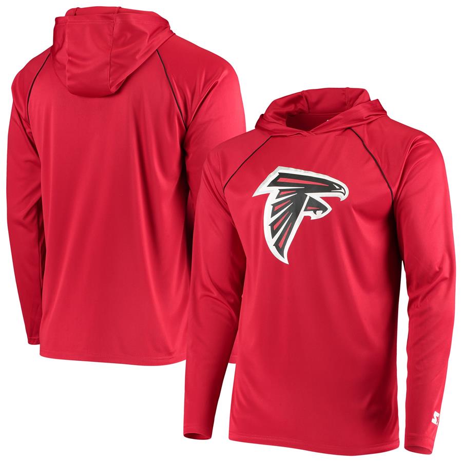 Atlanta Falcons Starter Warmup Hoodie Raglan Long Sleeve T-Shirt - Red