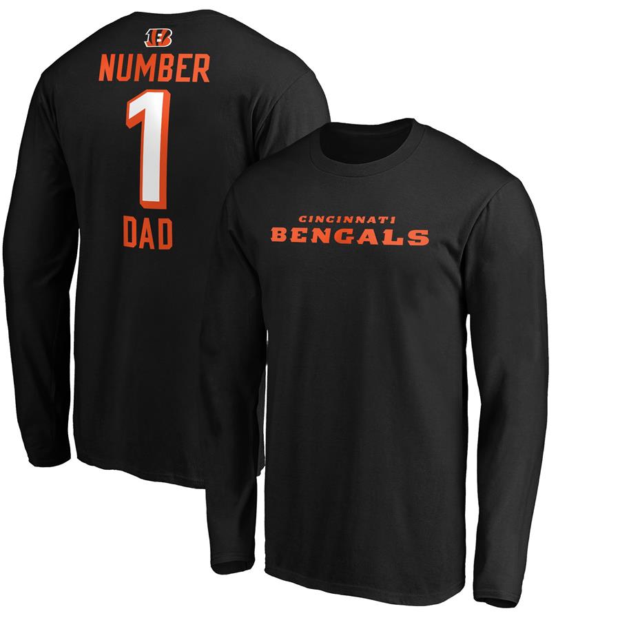 Cincinnati Bengals Fanatics Branded #1 Dad Long Sleeve Team Logo T-Shirt - Black