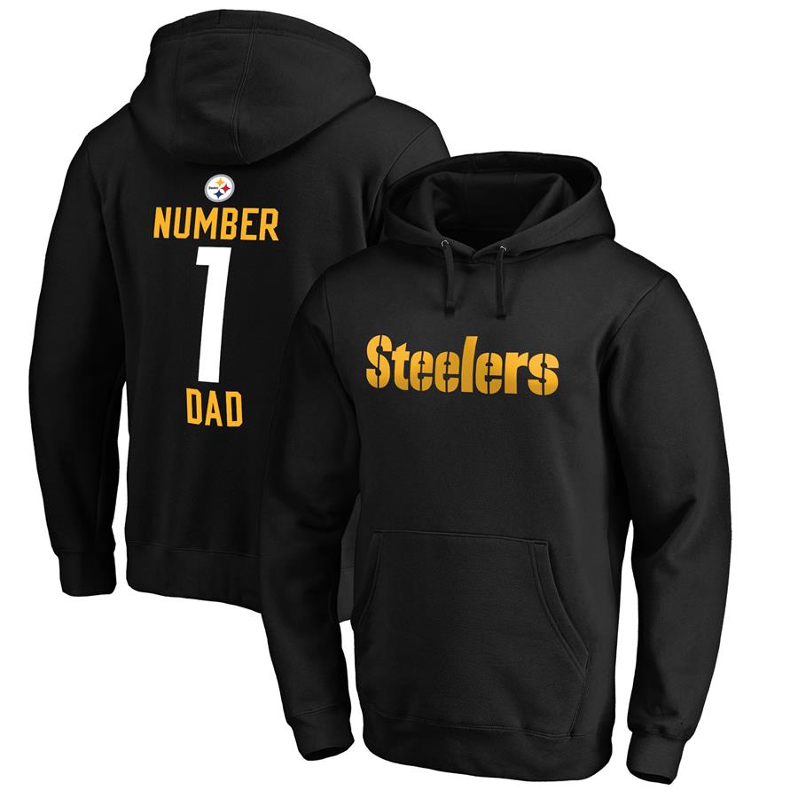 Pittsburgh Steelers NFL Pro Line by Fanatics Branded #1 Dad Pullover Hoodie - Black