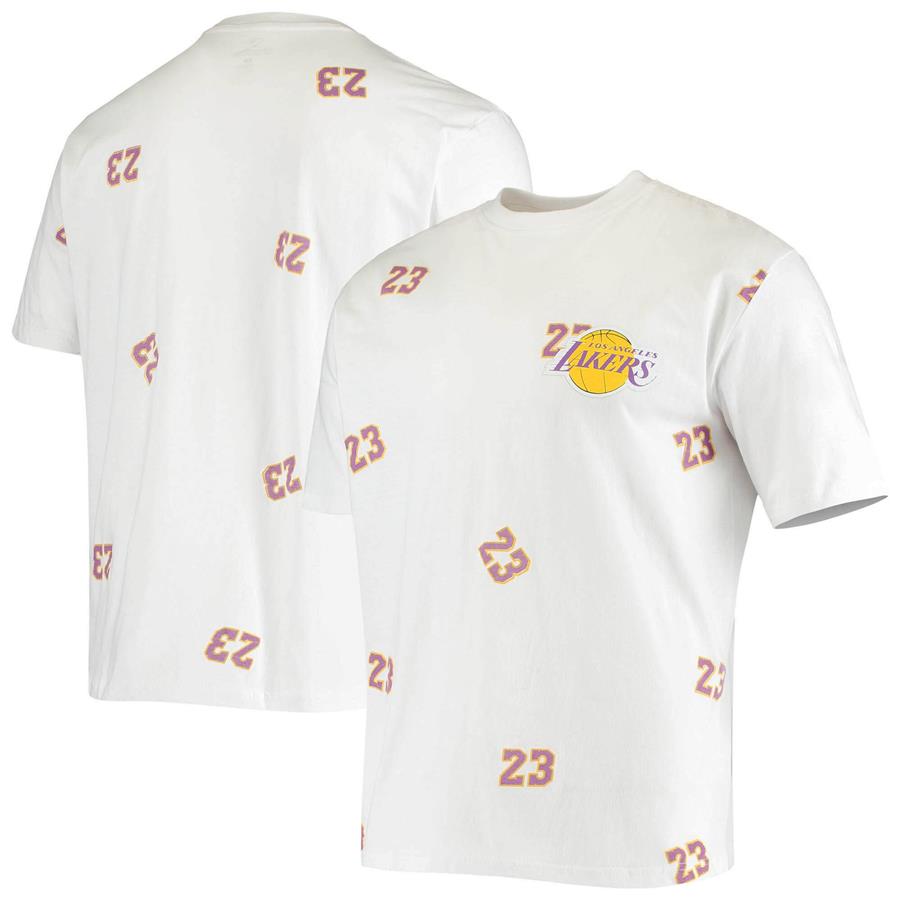 LeBron James Los Angeles Lakers All Over Number T-Shirt - White