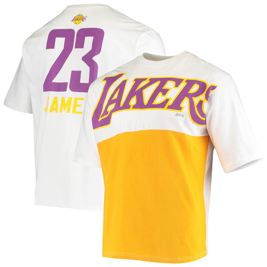 LeBron James Los Angeles Lakers Fanatics Branded Yoke T-Shirt - White