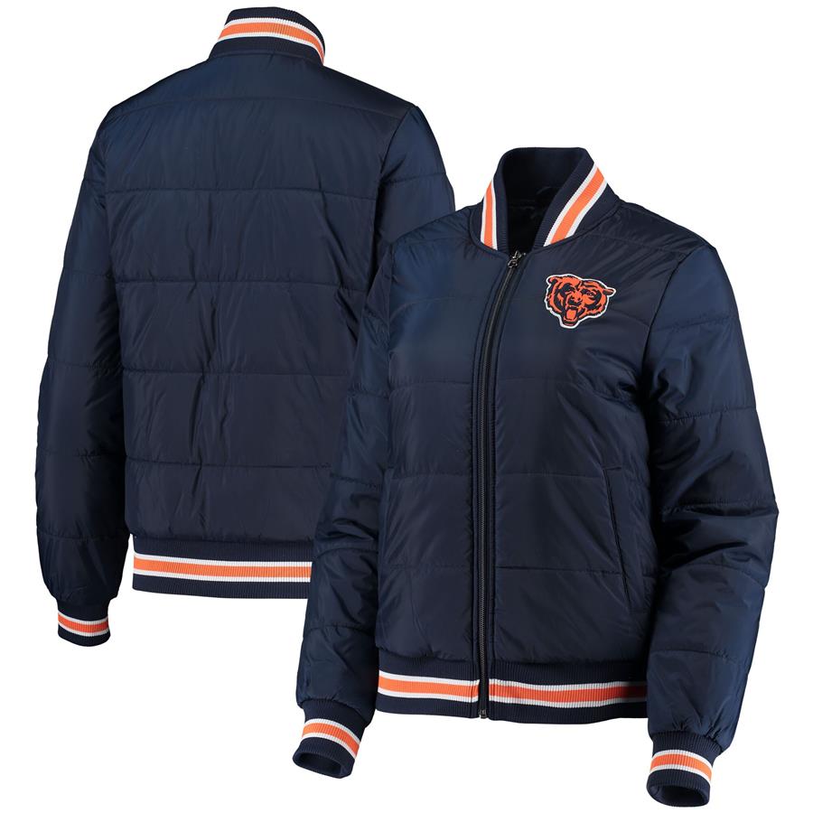 Chicago Bears G-III 4Her by Carl Banks Women's Field Goal Bomber Full-Zip Jacket - Navy