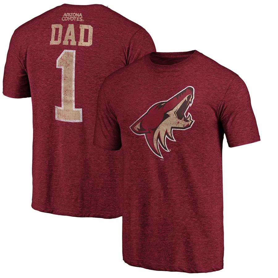 Arizona Coyotes Fanatics Branded Greatest Dad Tri-Blend T-Shirt - Garnet