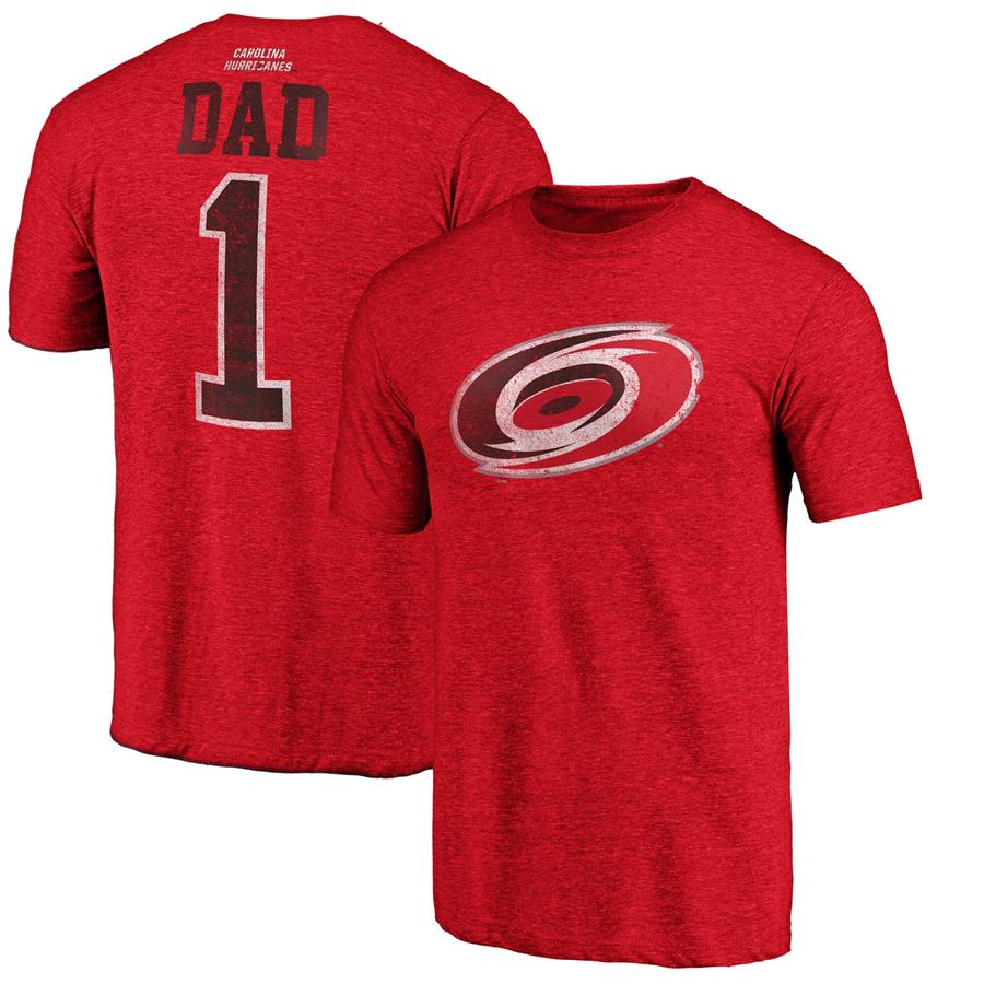 Carolina Hurricanes Fanatics Branded Greatest Dad Tri-Blend T-Shirt - Red
