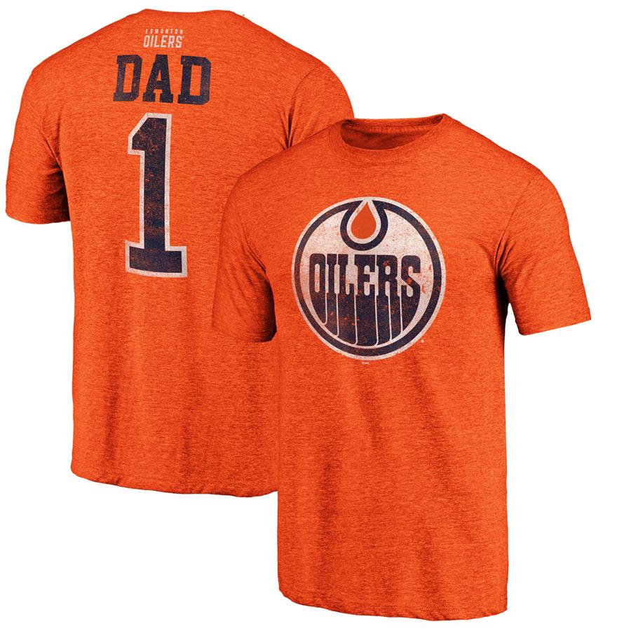Edmonton Oilers Fanatics Branded Greatest Dad Tri-Blend T-Shirt - Orange