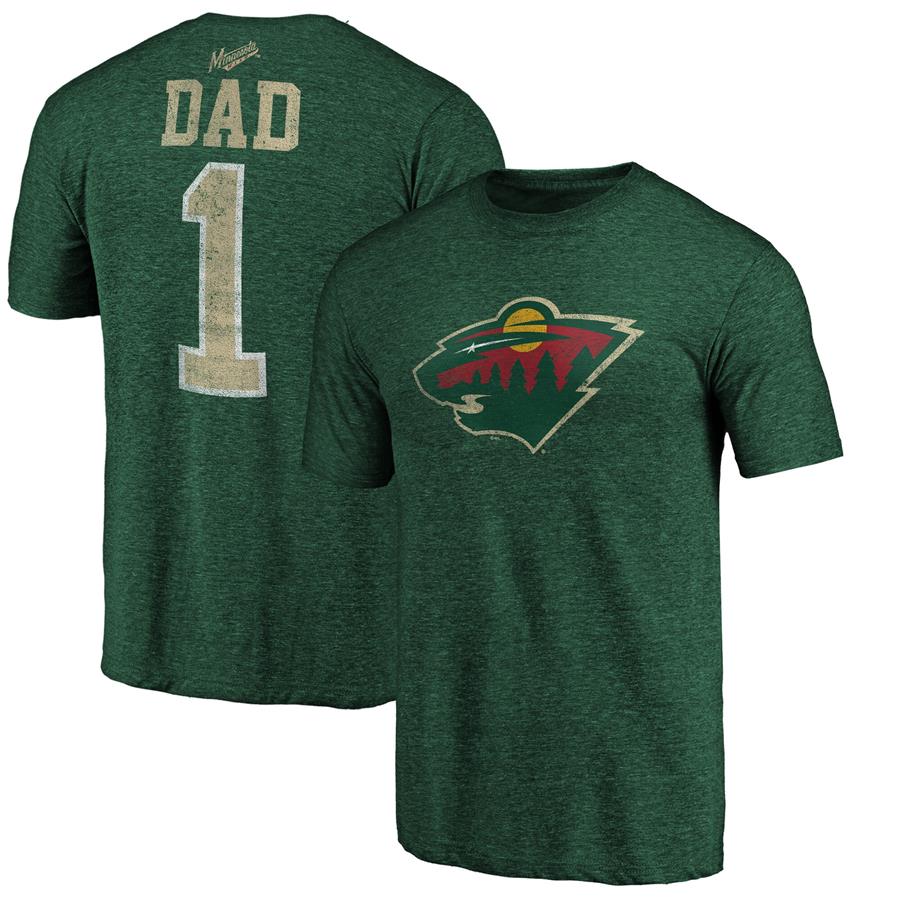 Футболка Minnesota Wild Fanatics Branded Greatest Dad Tri-Blend (зелёный)