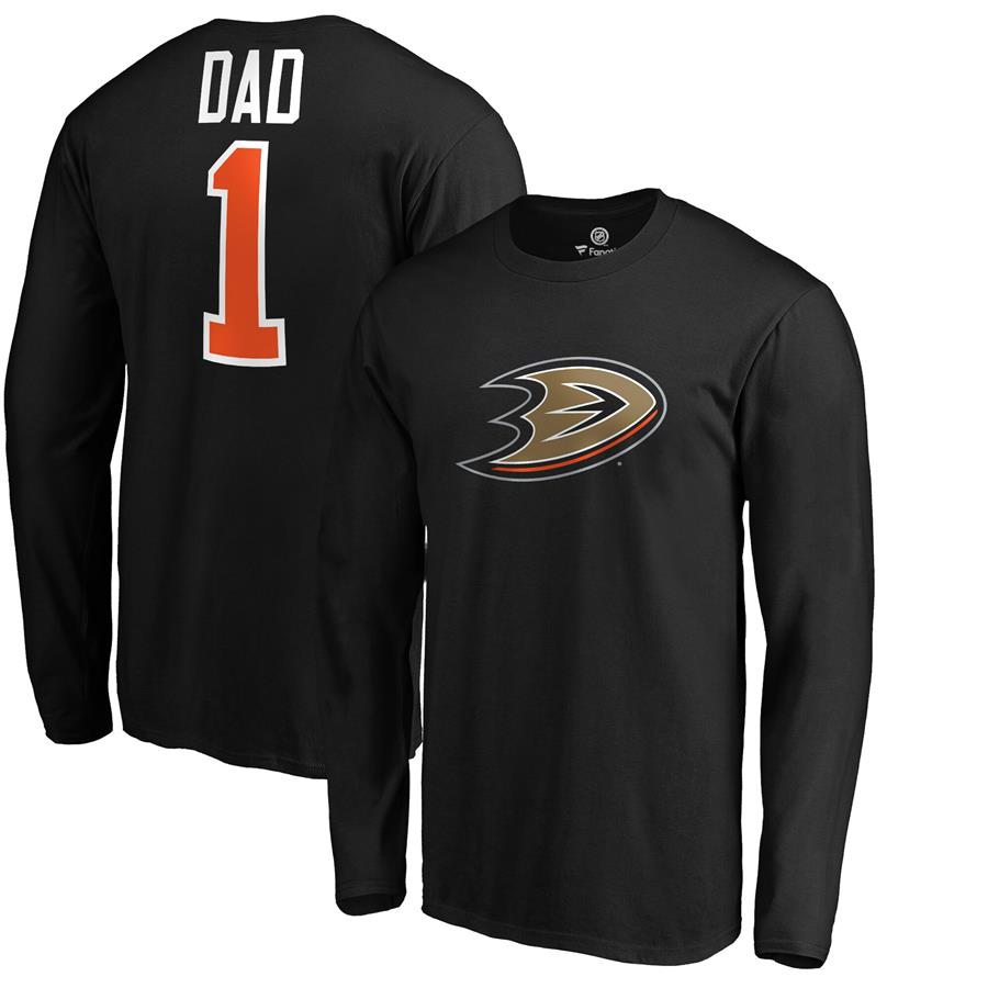 Anaheim Ducks Fanatics Branded #1 Dad Long Sleeve T-Shirt - Black