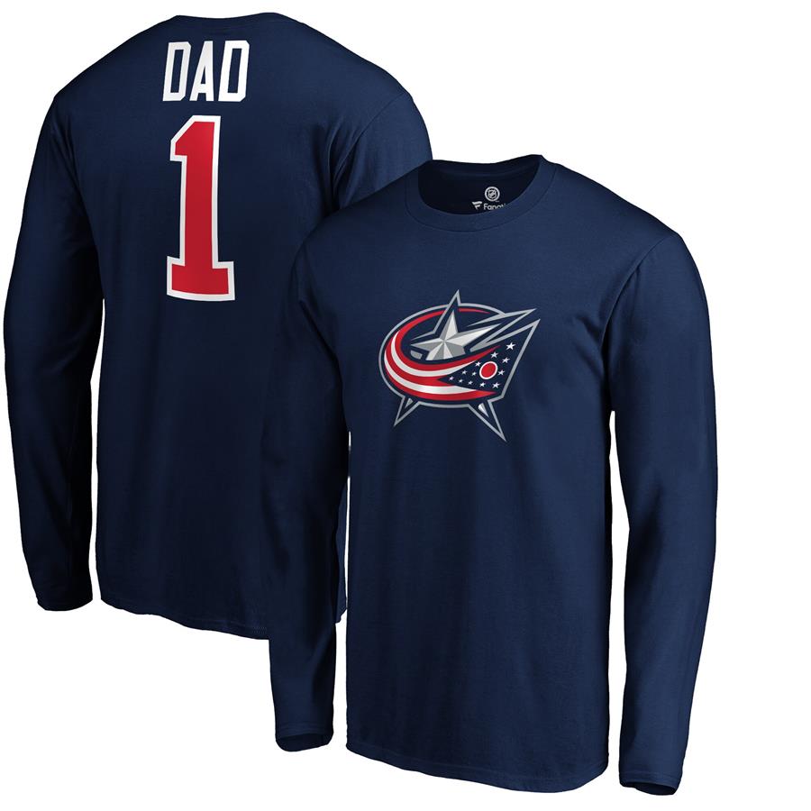 Columbus Blue Jackets Fanatics Branded #1 Dad Long Sleeve T-Shirt - Navy