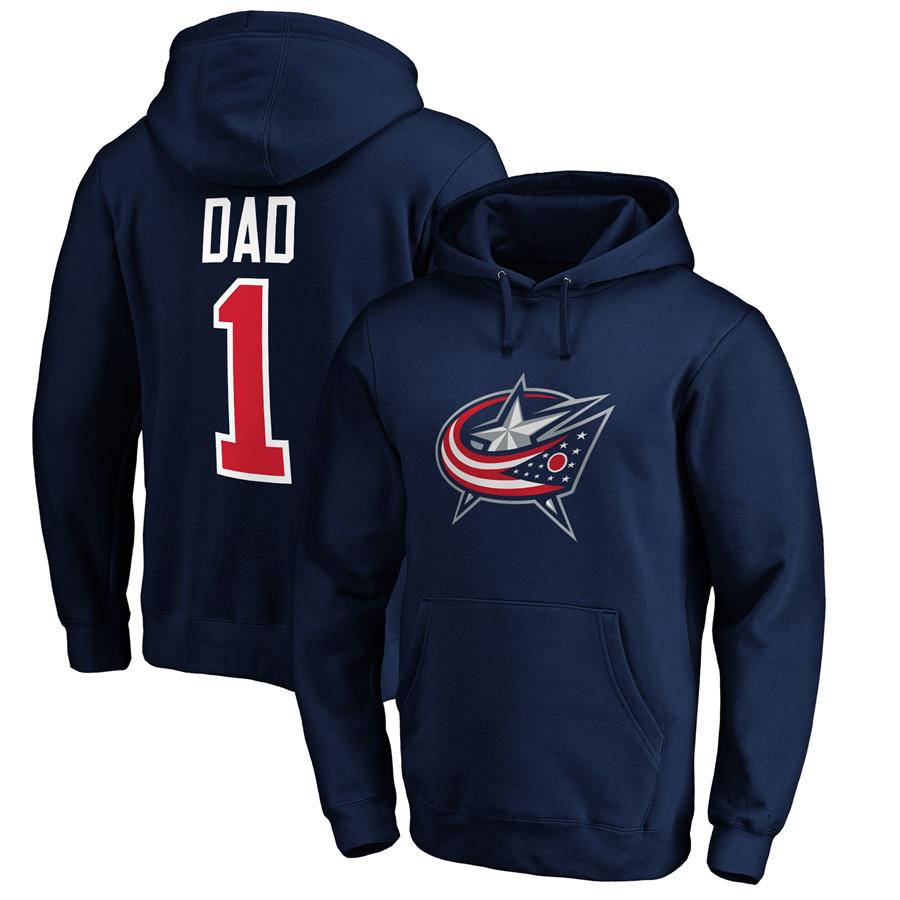 Columbus Blue Jackets Fanatics Branded #1 Dad Pullover Hoodie - Navy