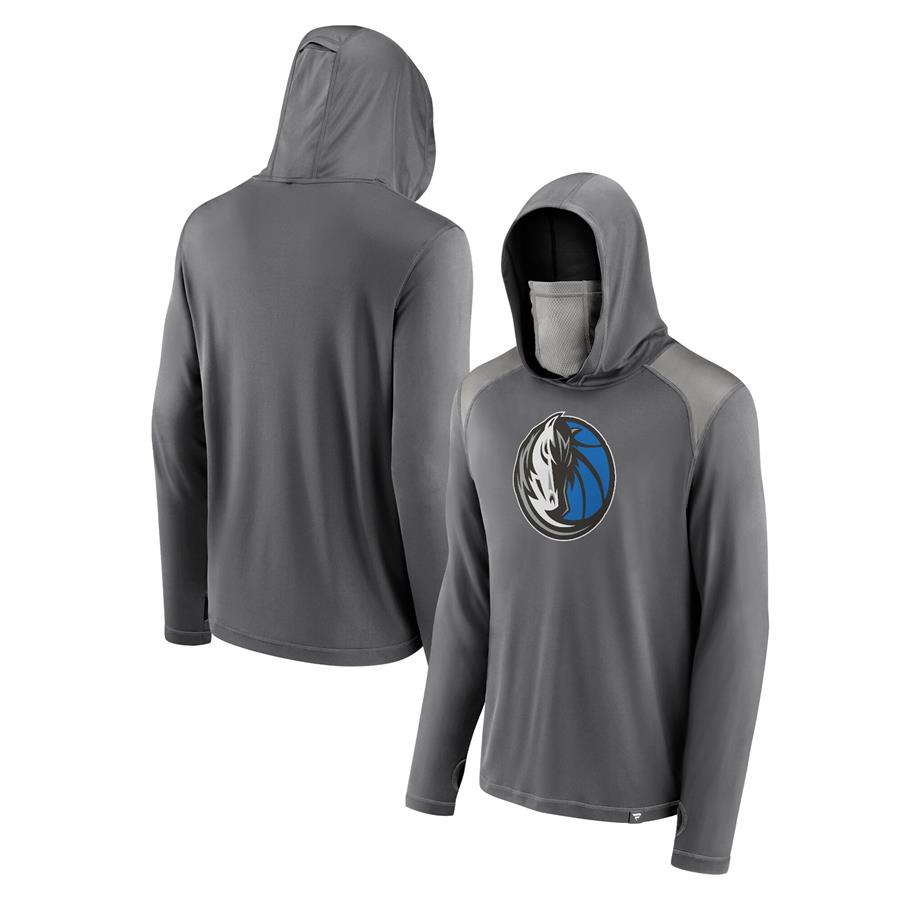 Dallas Mavericks Fanatics Branded Rally On Pullover Hoodie with Face Covering - Gray