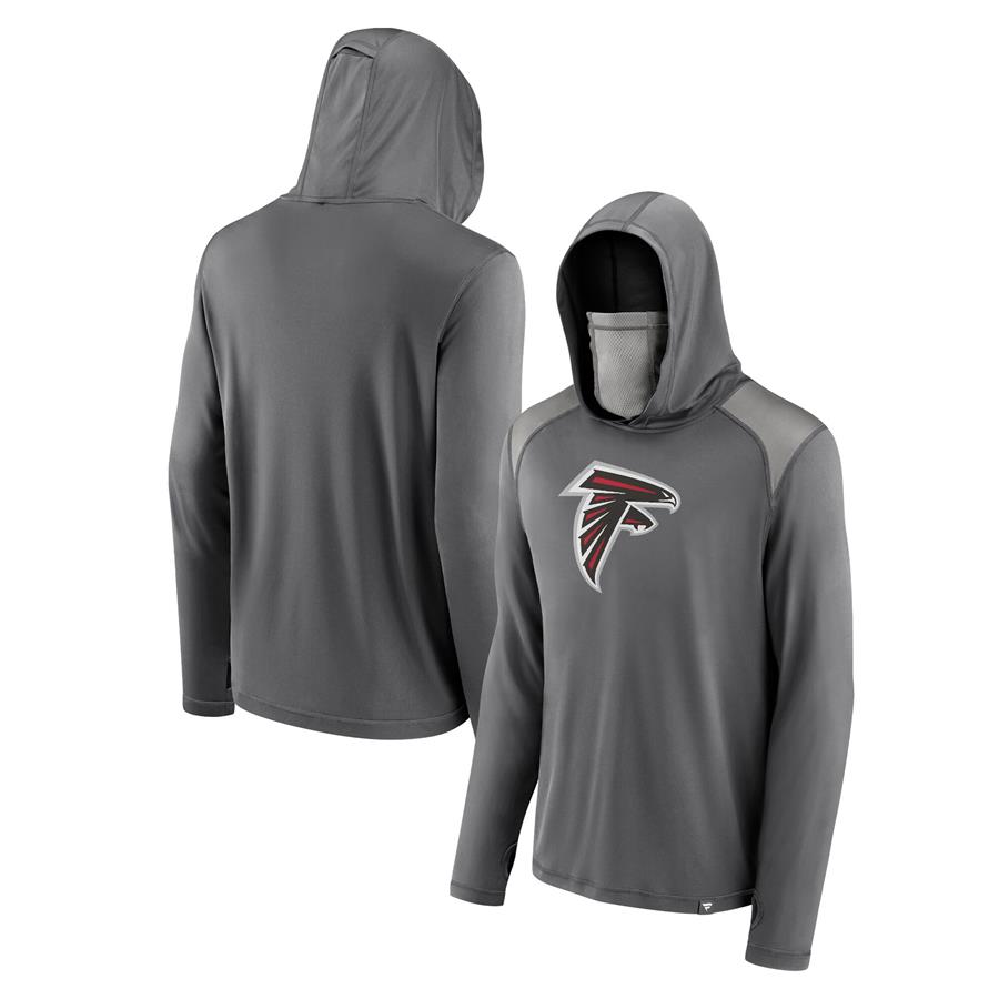 Atlanta Falcons Fanatics Branded Rally On Transitional Pullover Hoodie with Face Covering - Gray