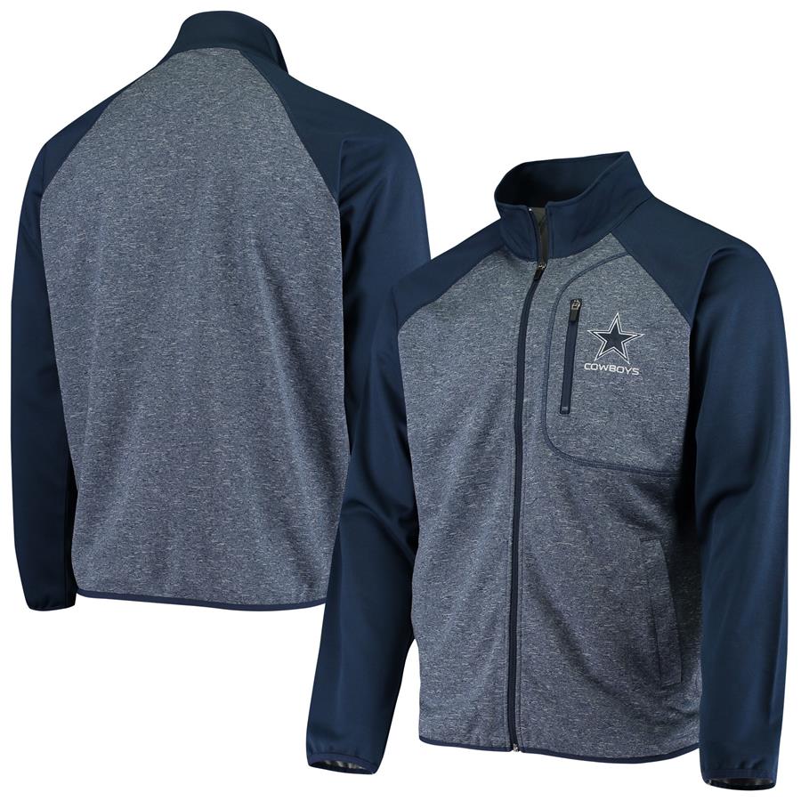 Dallas Cowboys G-III Sports by Carl Banks Front Runner Transitional Raglan Full-Zip Jacket - Navy