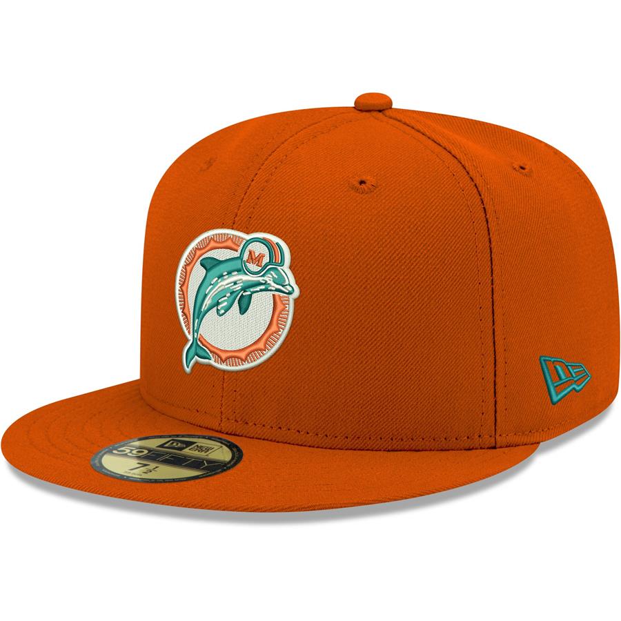 Miami Dolphins New Era Omaha Throwback 59FIFTY Fitted Hat - Orange