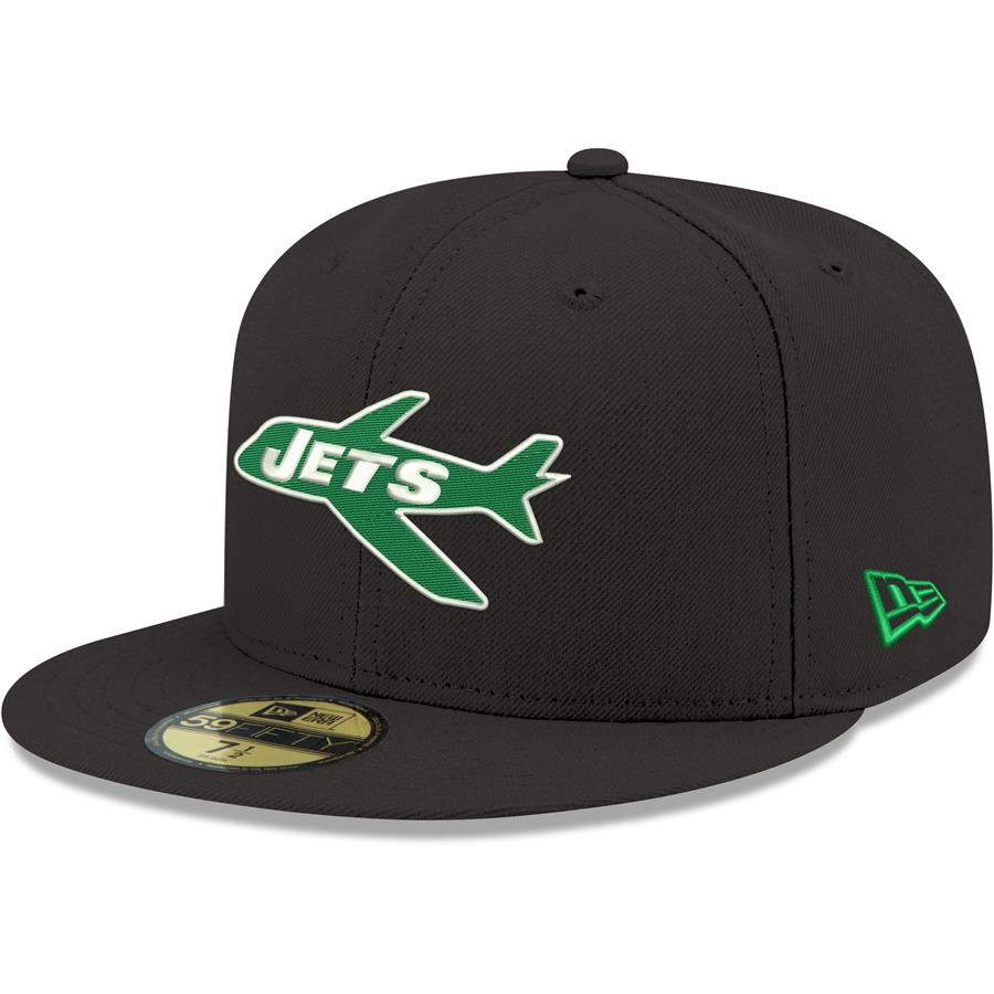 New York Jets New Era Omaha Throwback 59FIFTY Fitted Hat - Black