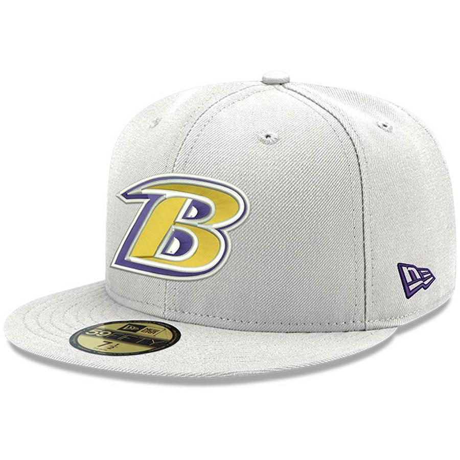 Baltimore Ravens New Era Omaha Lettermark 59FIFTY Fitted Hat - White