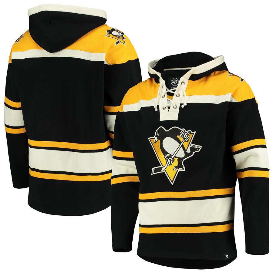 Pittsburgh Penguins '47 Superior Lacer Pullover Hoodie - Black