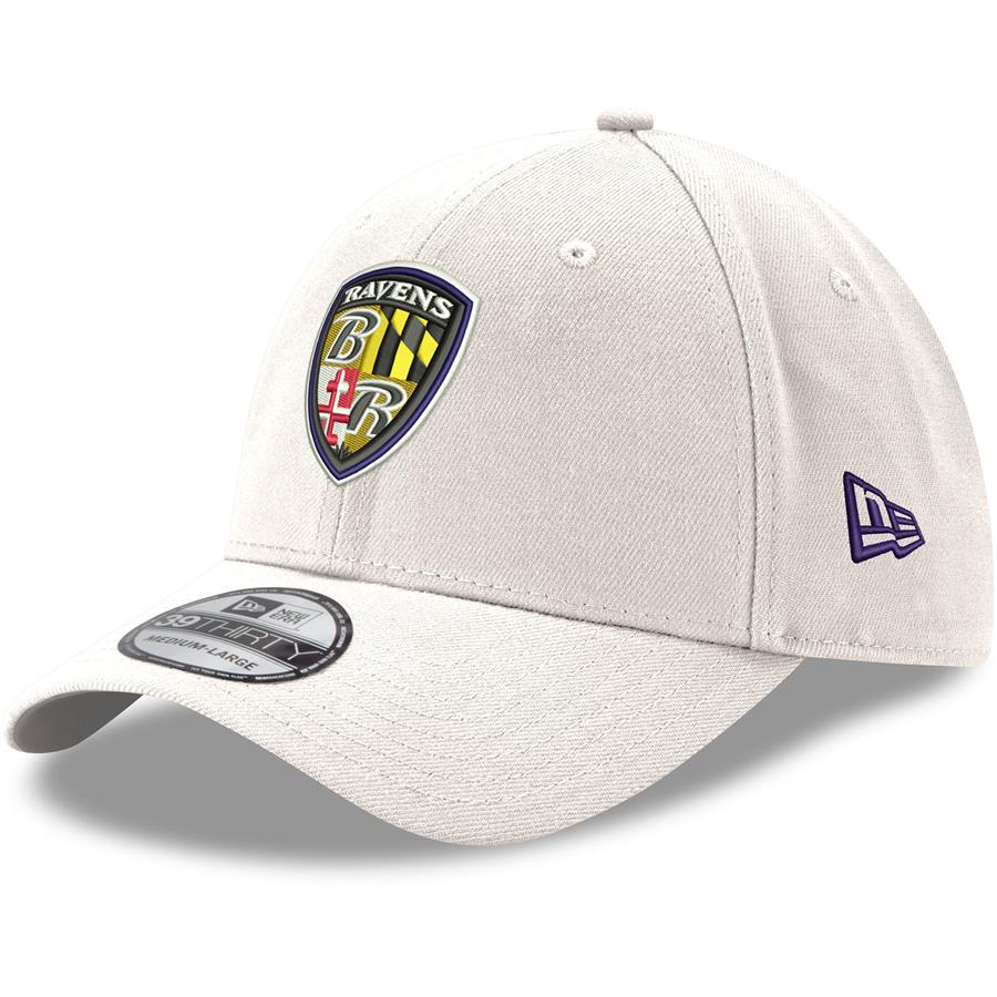 Baltimore Ravens New Era Alternate Logo Iced II 39THIRTY Flex Hat - White
