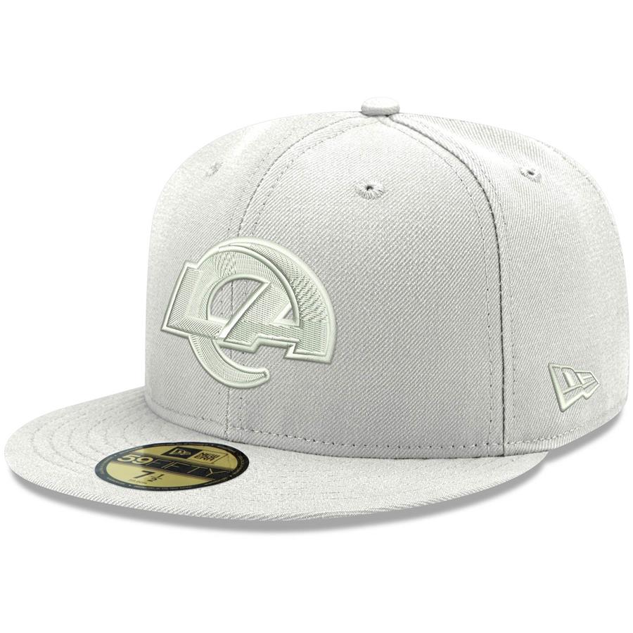 Los Angeles Rams New Era White on White Primary Logo 59FIFTY Fitted Hat