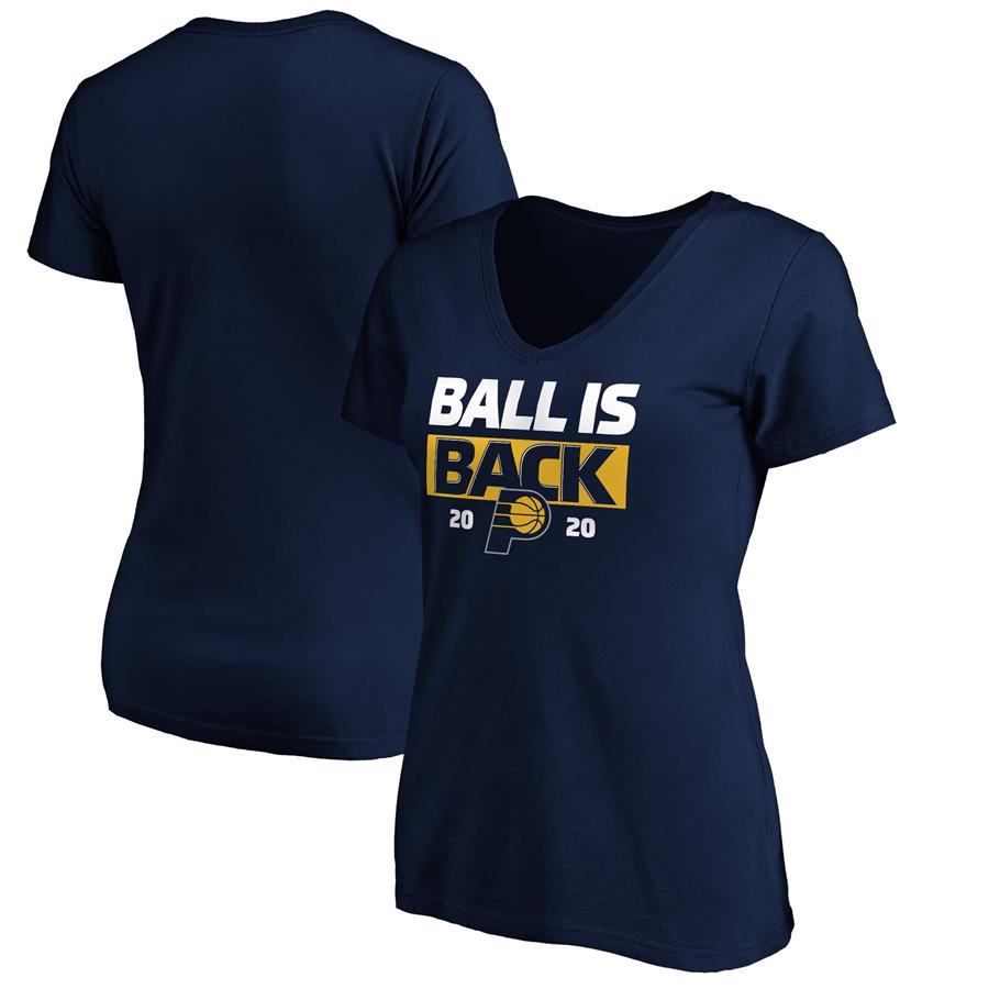 Женская футболка с V-вырезом Indiana Pacers Fanatics Branded Ball Is Back (тёмно-синий)