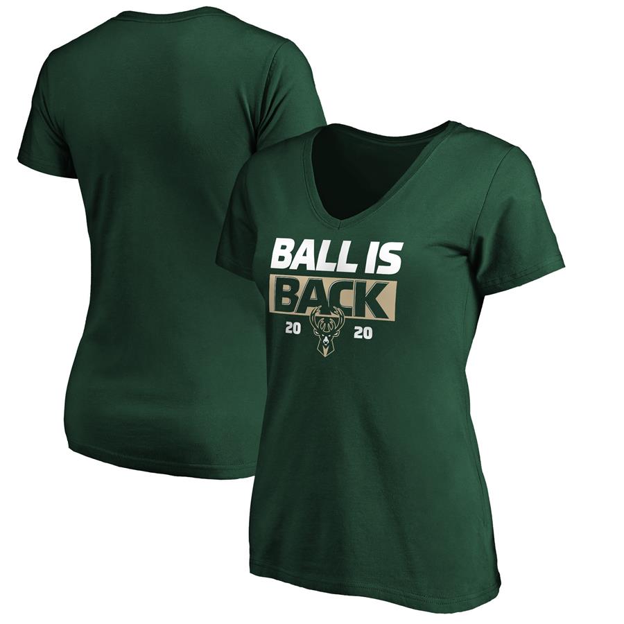 Milwaukee Bucks Fanatics Branded Women's Ball Is Back V-Neck T-Shirt - Green