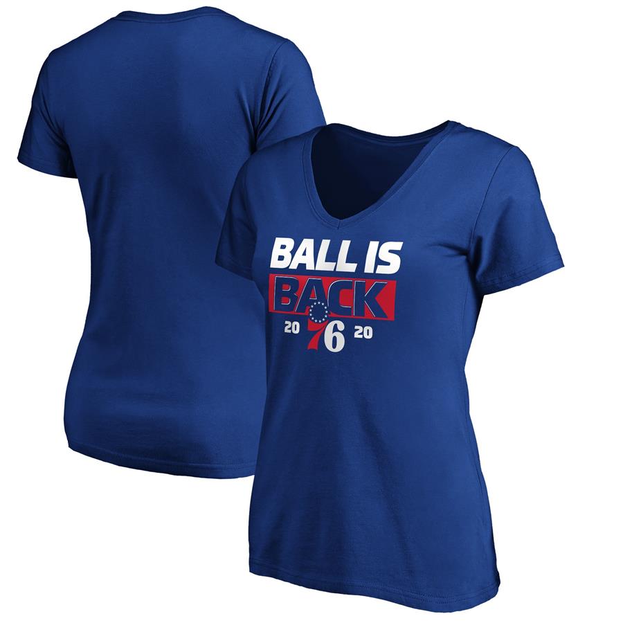 Philadelphia 76ers Fanatics Branded Women's Ball Is Back V-Neck T-Shirt - Royal