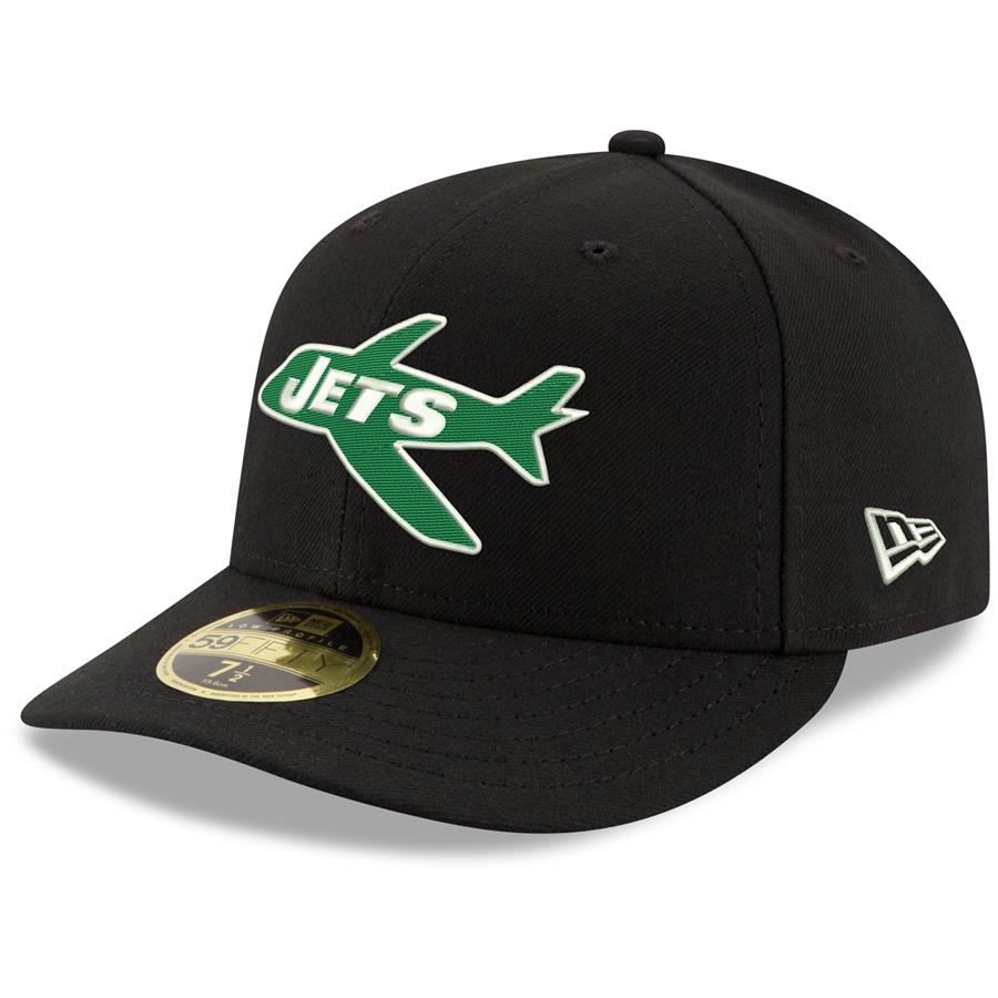 New York Jets New Era Omaha Throwback Low Profile 59FIFTY Fitted Hat - Black