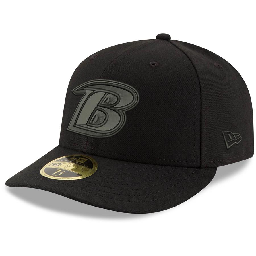 Baltimore Ravens New Era Alternate Logo Black on Black Low Profile 59FIFTY II Fitted Hat - Black