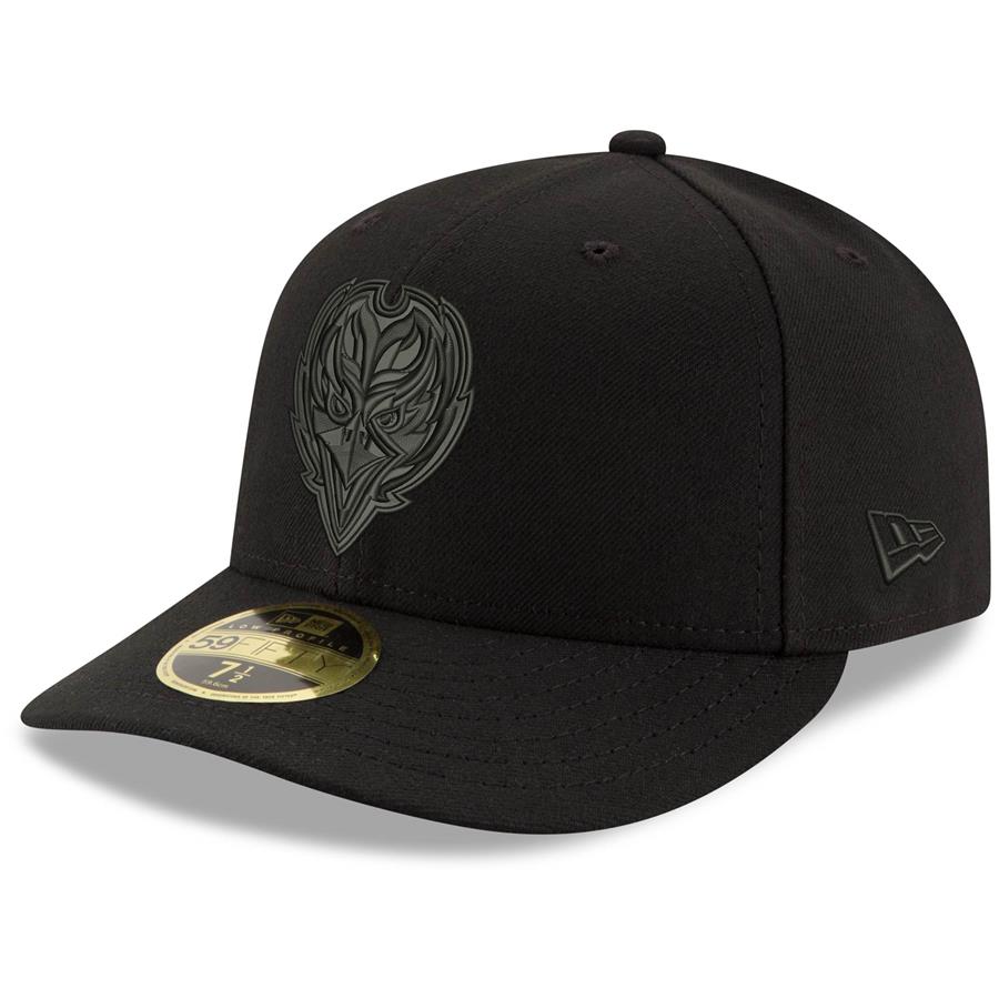 Baltimore Ravens New Era Forward Face Black on Black Low Profile 59FIFTY II Fitted Hat - Black