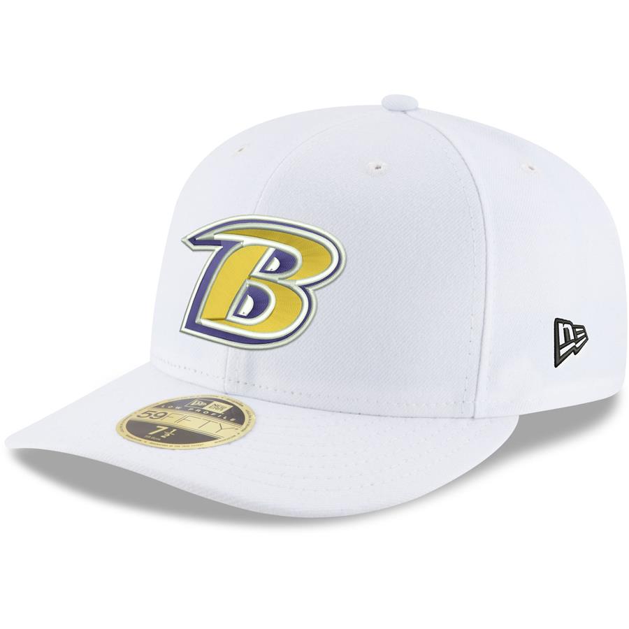 Baltimore Ravens New Era Alternate Logo Omaha Low Profile 59FIFTY Fitted Hat - White