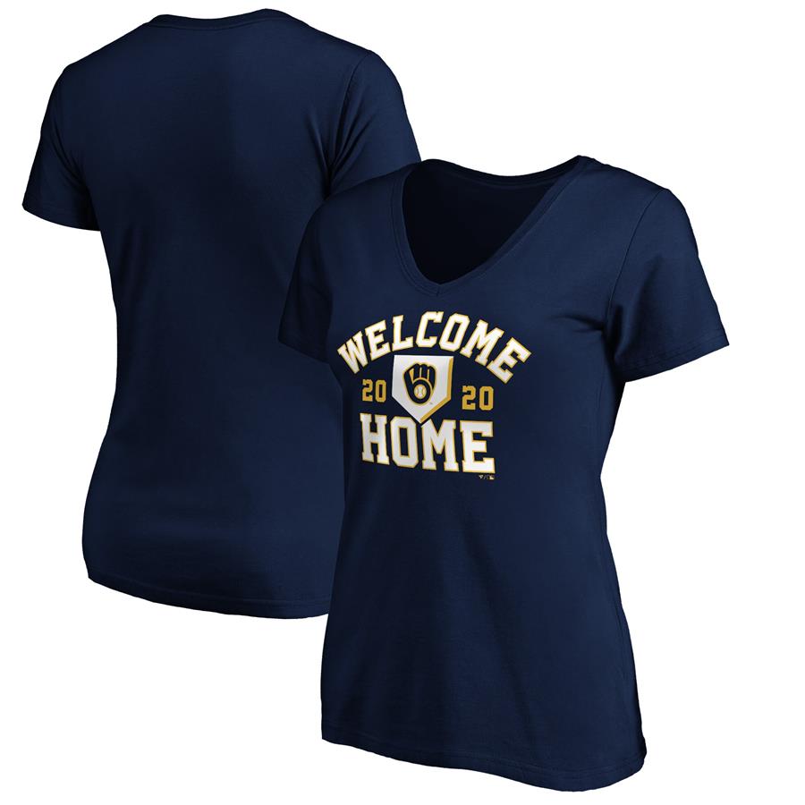 Milwaukee Brewers Fanatics Branded Women's Welcome Home V-Neck T-Shirt - Navy