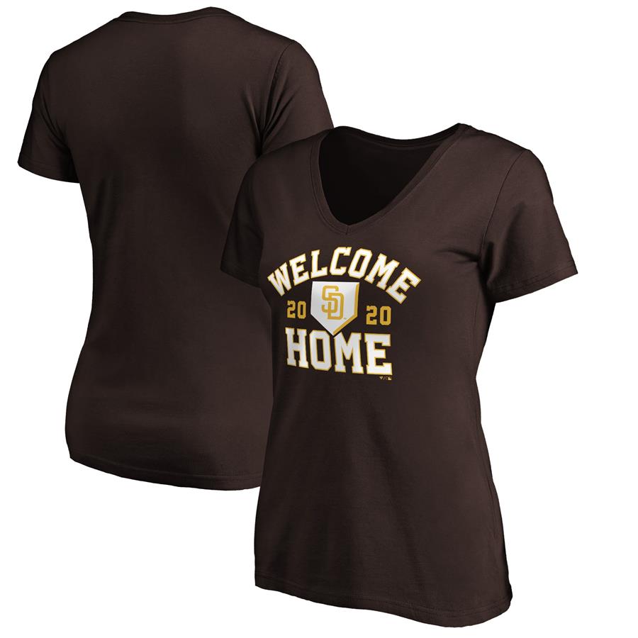 San Diego Padres Fanatics Branded Women's Welcome Home V-Neck T-Shirt - Brown