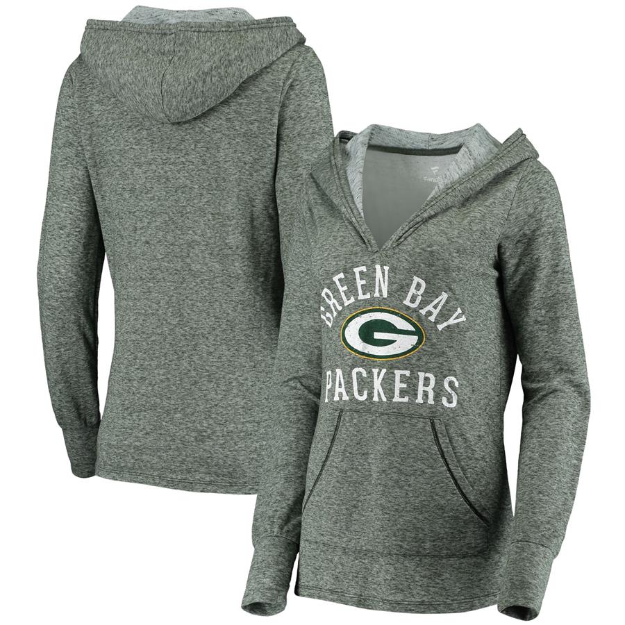 Green Bay Packers Fanatics Branded Women's Doubleface Slub Pullover Hoodie - Green