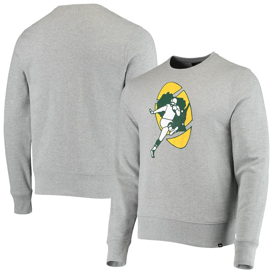 Green Bay Packers '47 Imprint Headline Historic Logo Fleece Pullover Sweatshirt - Heathered Gray
