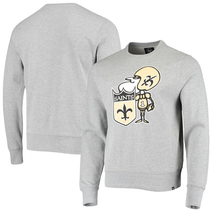 New Orleans Saints '47 Imprint Headline Historic Logo Fleece Pullover Sweatshirt - Heathered Gray