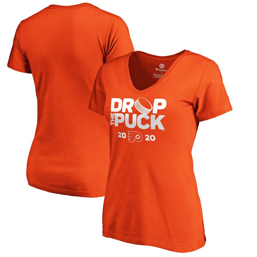 Philadelphia Flyers Fanatics Branded Women's Drop the Puck V-Neck T-Shirt - Orange