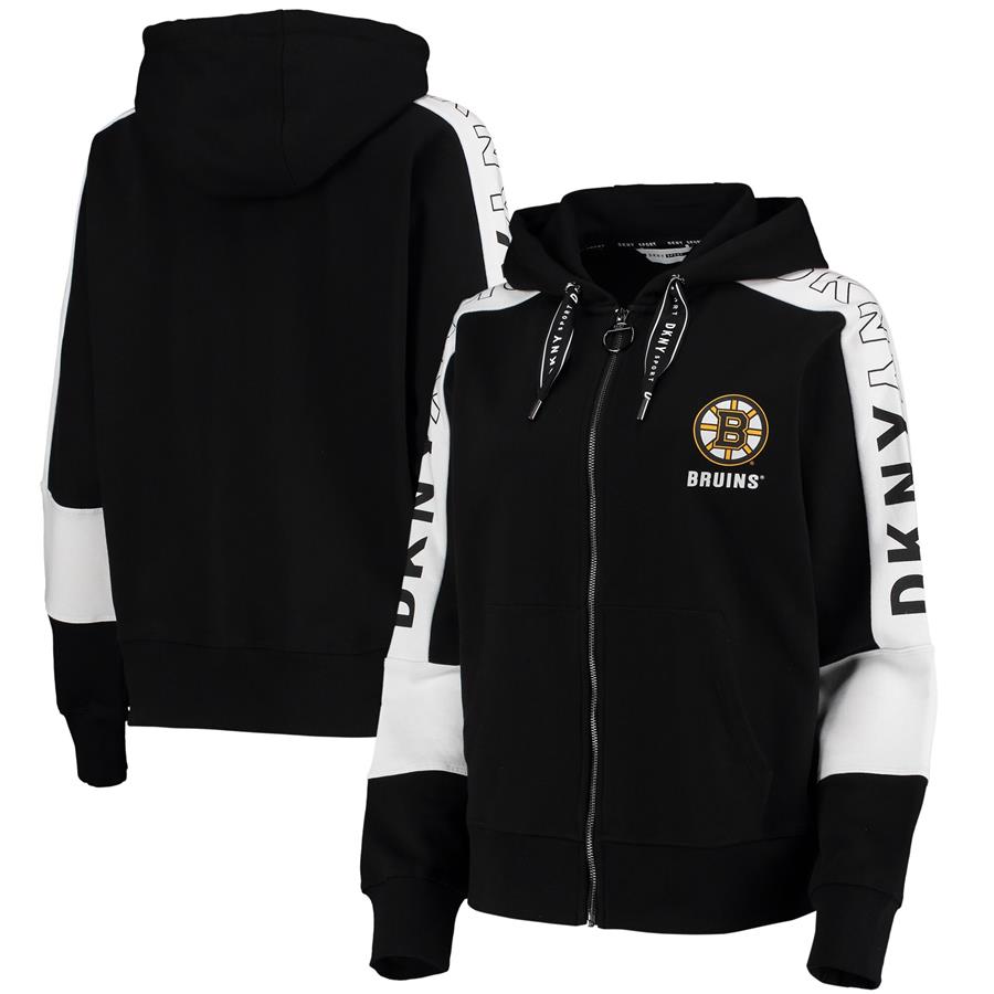 Boston Bruins DKNY Sport Women's Allison Full-Zip Hoodie Jacket - Black